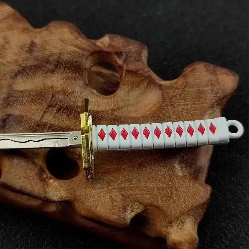 Mini Roronoa Zoro Samurai Sword Keychain Anime  Plastics Scabbard Key