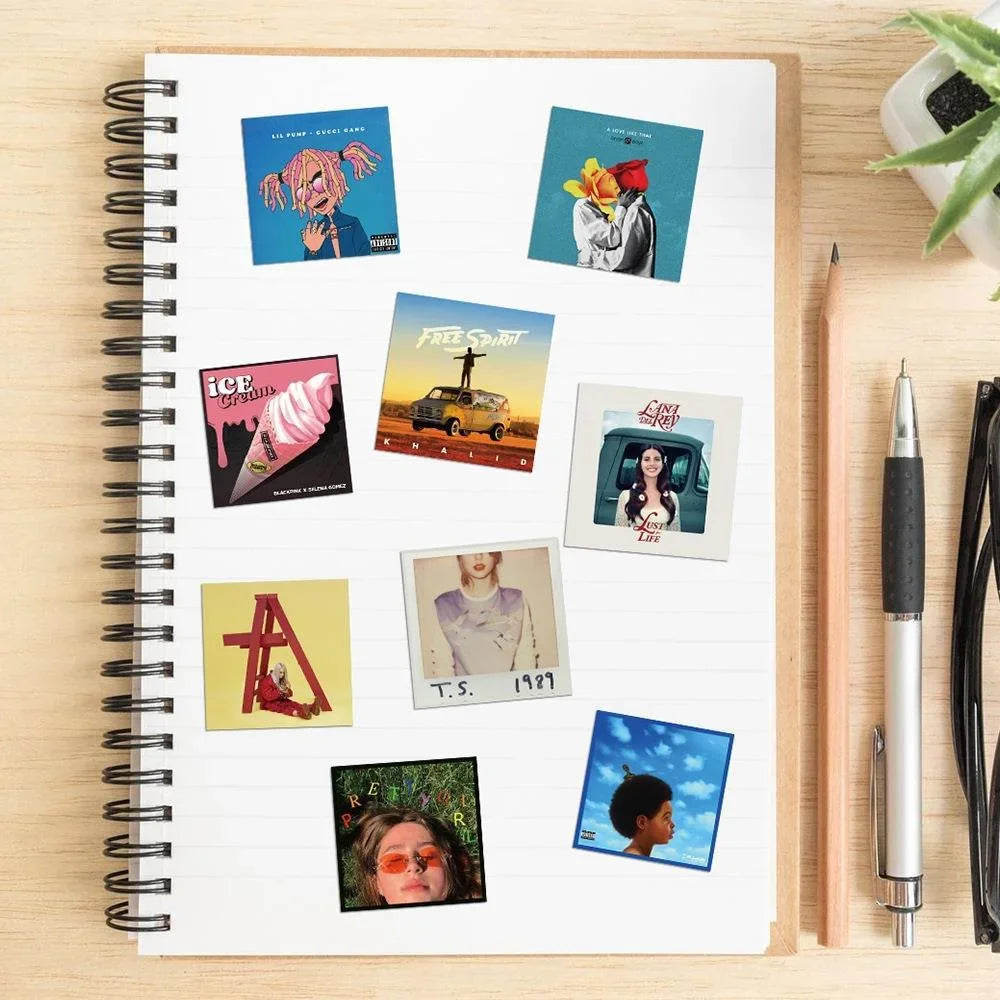 55PCS Artist Singers Album Cover Stickers For Luggage Phone Case