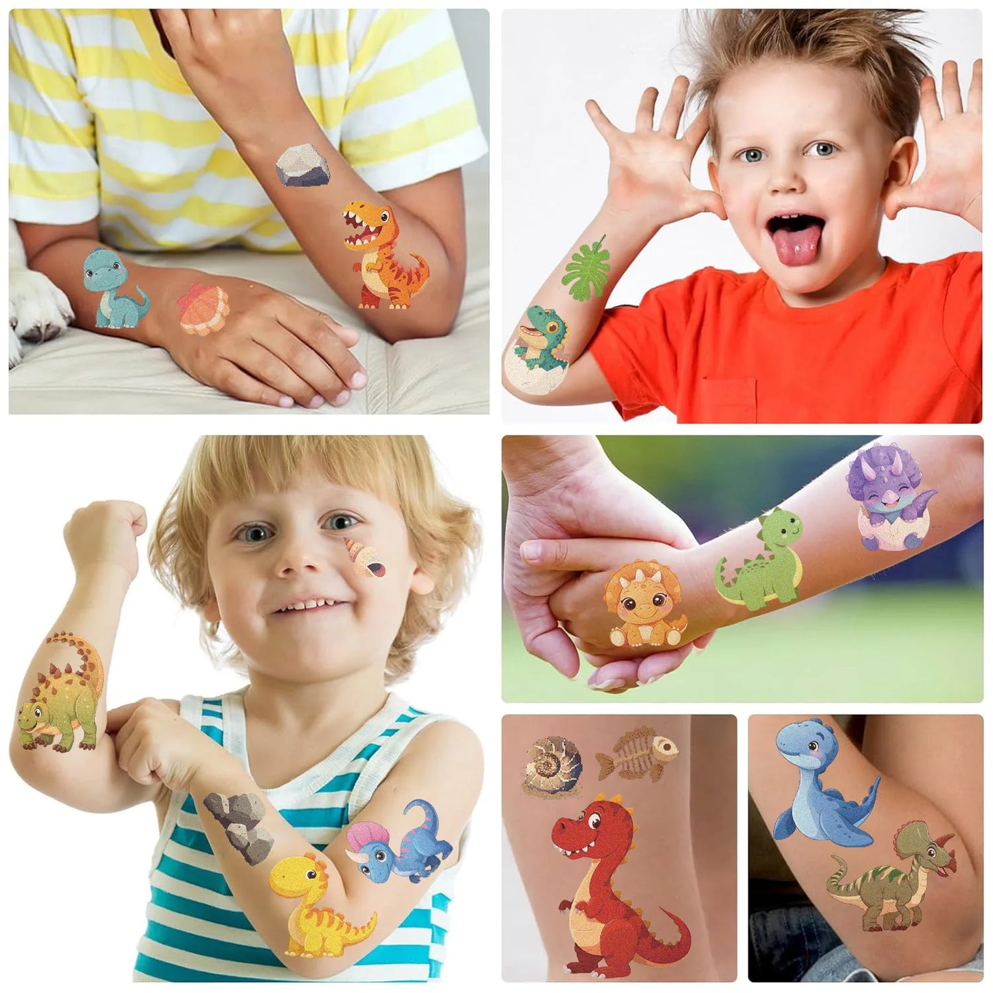 10 Sheets Dinosaurs Tattoo Sticker Temporary Fake Tattoo Arm Hands