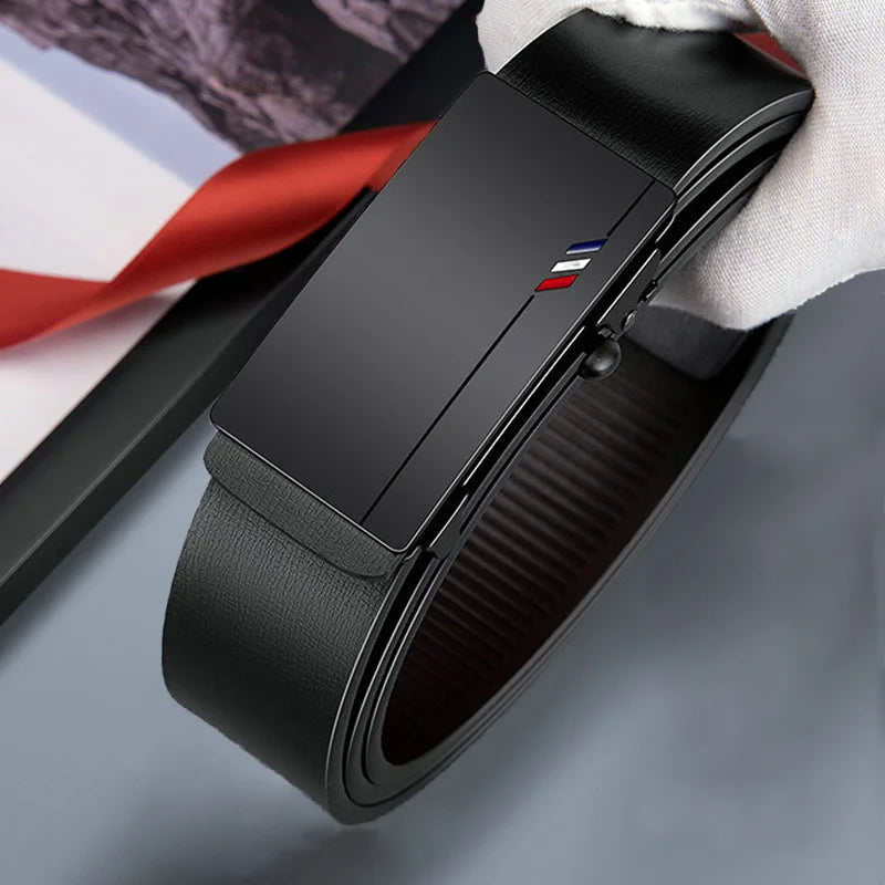 Men's Fashion Belt With Toothless Automatic Buckle Suitable For