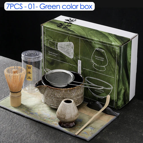 4/6/7PCS Japanese Matcha Blender Set with Bamboo Whisk Matcha Brush