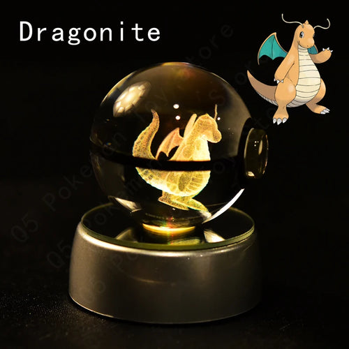 Pokemon Crystal Ball 3D Pikachu Mewtwo Mew Gengar Night Light Lamp