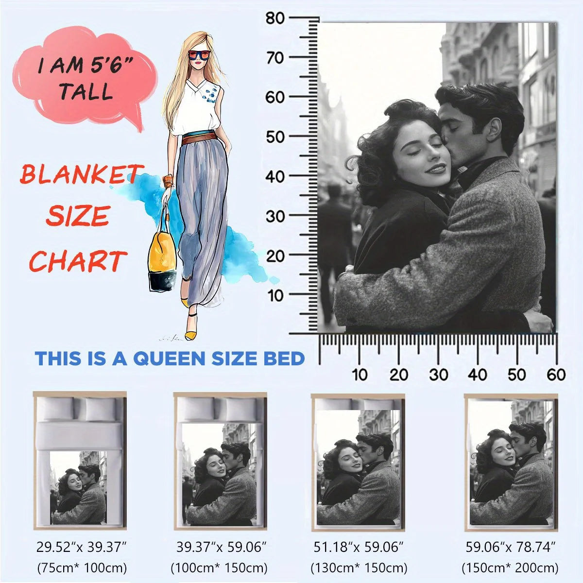 1 Piece of Custom DIY Personalized Photo Blanket for Your Loved One -