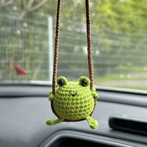 Cute Crochet Animal Car Pendant – Duckling & Frog Design Soft Yarn