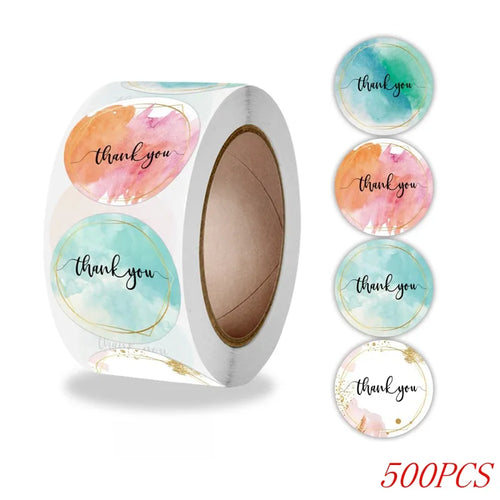 50-500pcs 1inch Blue Thank You Stickers For Envelope Sealing Labels