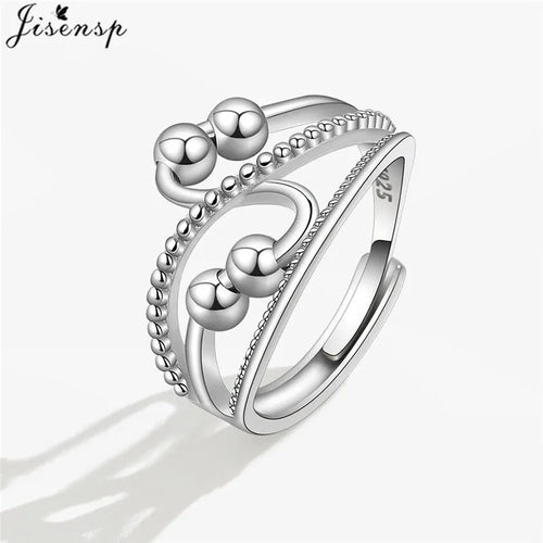 Simple Metal Beads Fidget Rotating Rings for Women Men Rotate Freely