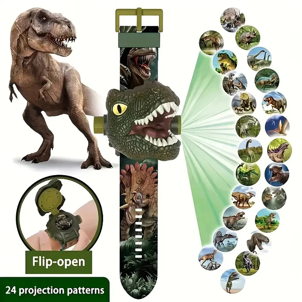 1Pc 3D Dinosaur Projection Electronic Watch for Kids - Fun Luminous