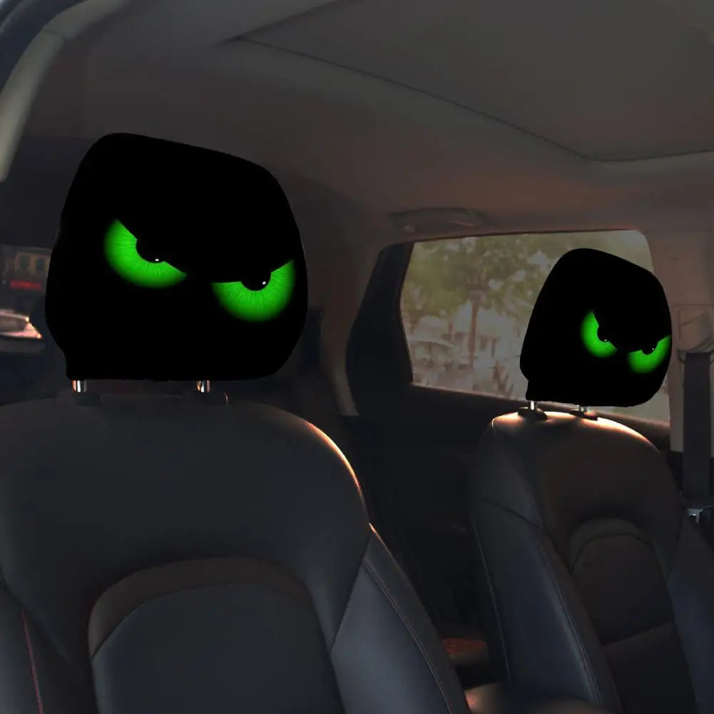2PCS Cute Big-Eyed Cartoon Car Headrest Covers Universal Fit for Cars