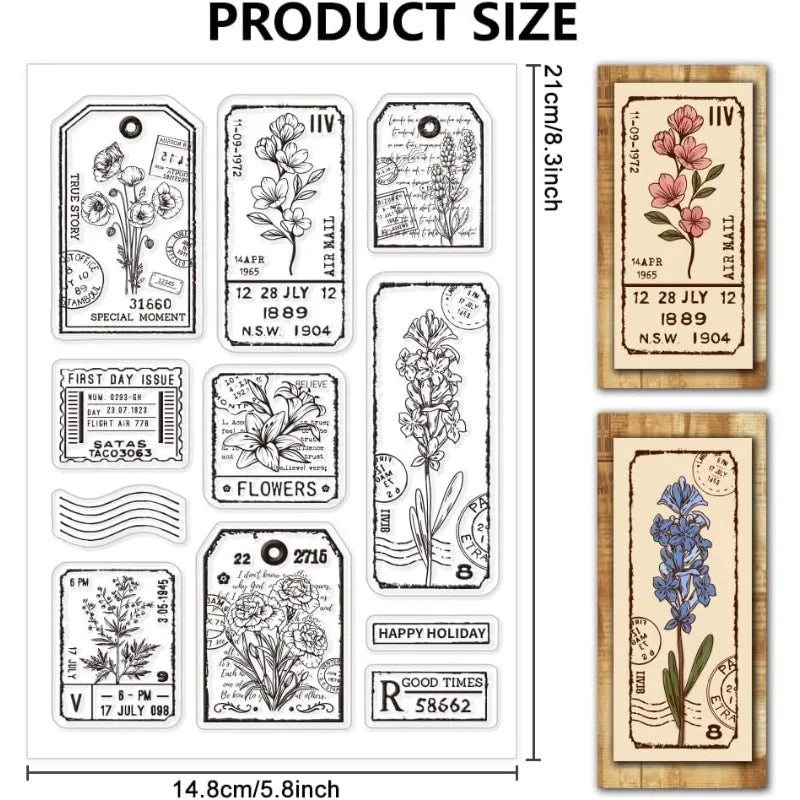 1pc Plant Labels Clear Stamps Flower Silicone Stamps for Crafting
