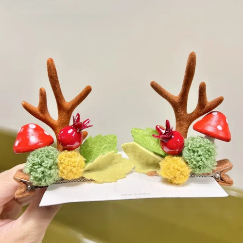 Christmas Antler Hair Clips Pendants Xmas Ornaments Merry Christmas