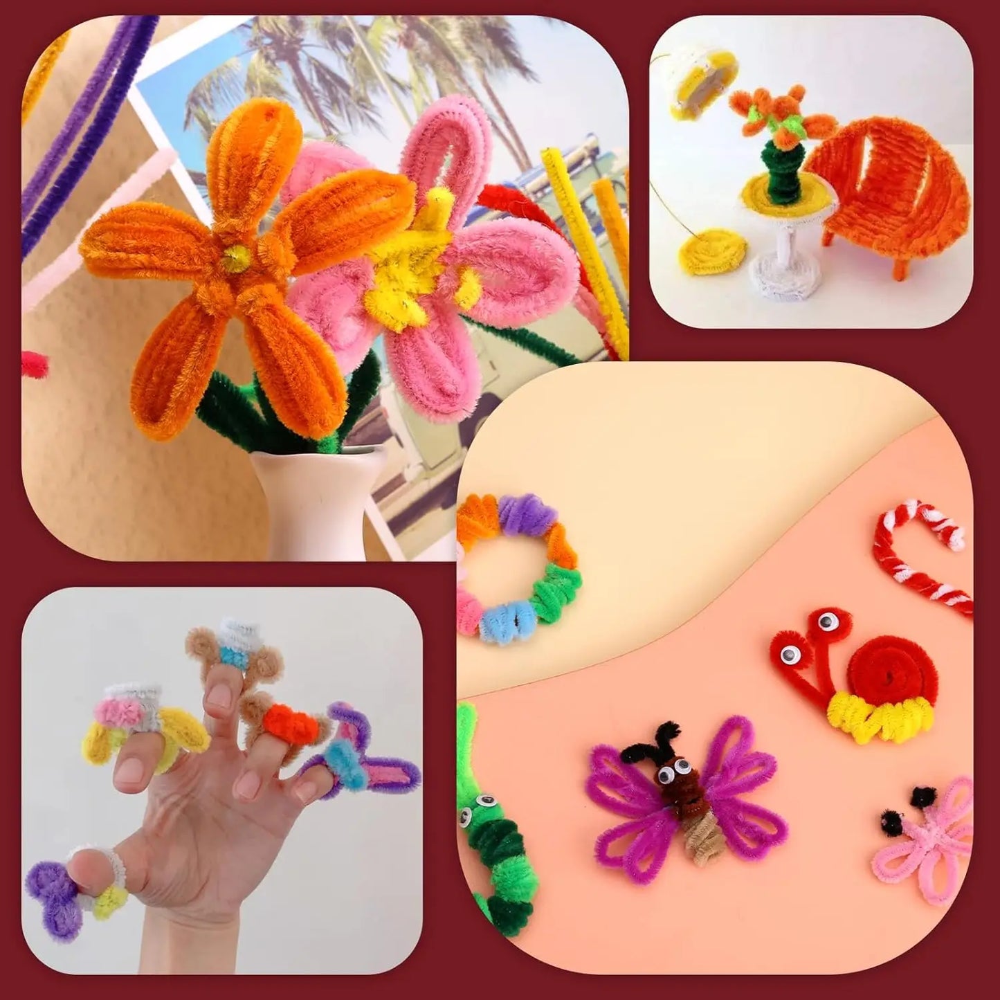 100/200/300 Pcs Creative Crafting Pipe Cleaners Supplies for DIY