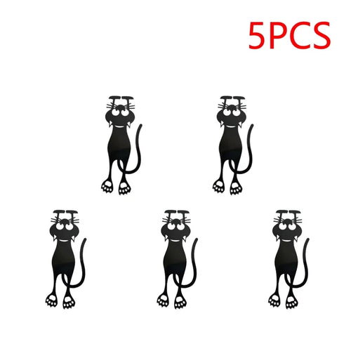 1-5PCS Kawaii Black Cat Bookmarks for Books 3D Plastic Stereo Animal