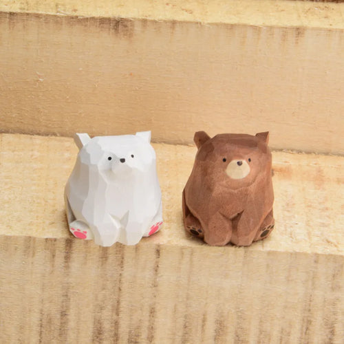 Wooden Bear Miniature Polar Bear Crafts Ornaments Cute Mini Solid Wood