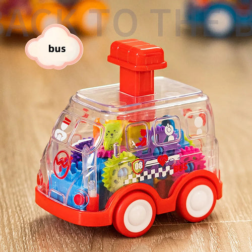 Baby Toy Cartoon Press Gear Car Toy Lnertia Pull-back Transparent Car