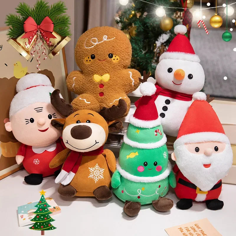 Cute Santa Claus & Elk Snowman Gingerbread Man Plush Toys Stuffed