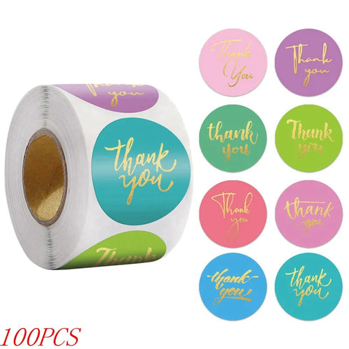 50-500pcs 1inch Blue Thank You Stickers For Envelope Sealing Labels