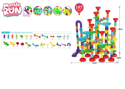 Marble Run Race Track Building Blocks Kids 3D Maze Ball Roll Toy DIY