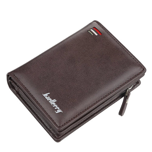 Baellerry Anti-Theft Men's Short Wallet Hidden clasp Slim PU Leather