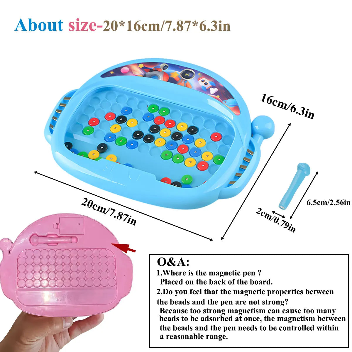 1 PCS Children's Magnetic Doodle Board with Pen & Beads Drawing Toy