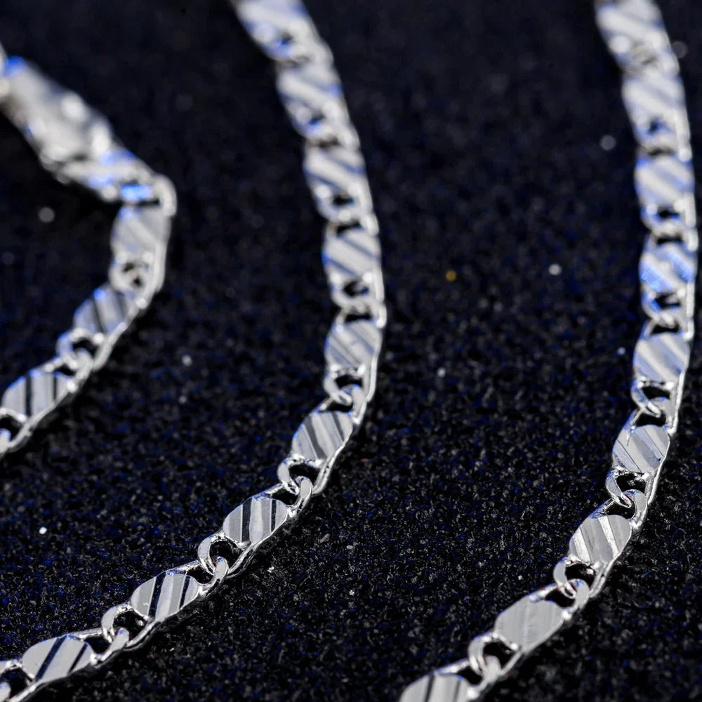 New 925 Sterling Silver fine 2MM flat Clavicle chains Necklaces for