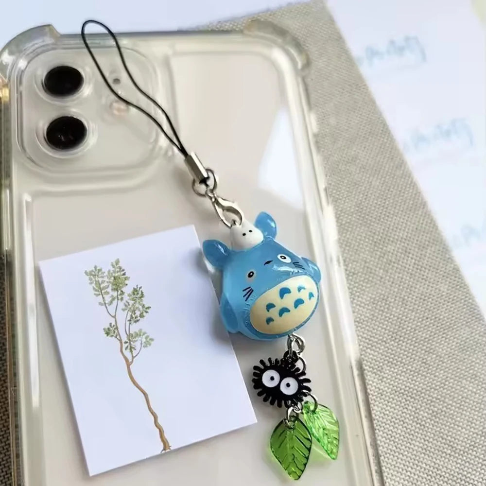 Handmade Cat keychain, Anime Totoro Cosplay Black Briquettes Green
