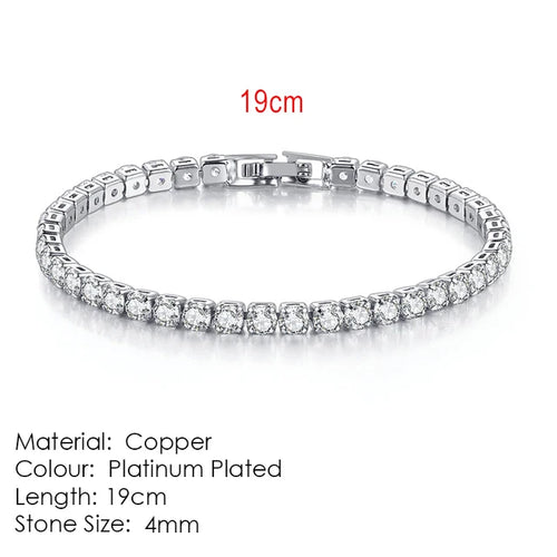 Silver Color 2.5/3/4/5mm Zircon Tennis Bracelet For Women Men Dazzling