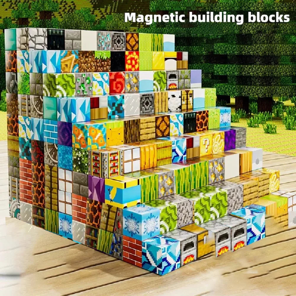 Magnetic building block toy storage box set Children's DIY assembly