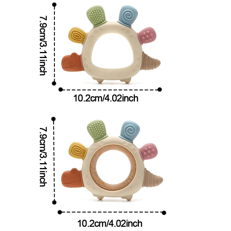 Baby Dinosaur Silicone Teething Toys BPA Free Easy to Grip Infant Care