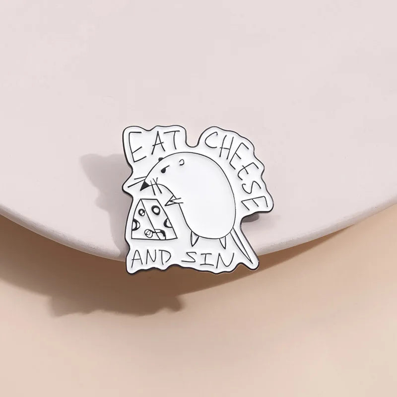 Funny Frog Enamel Pins Cartoon Rat Duck Brooches Lapel Pins Goose