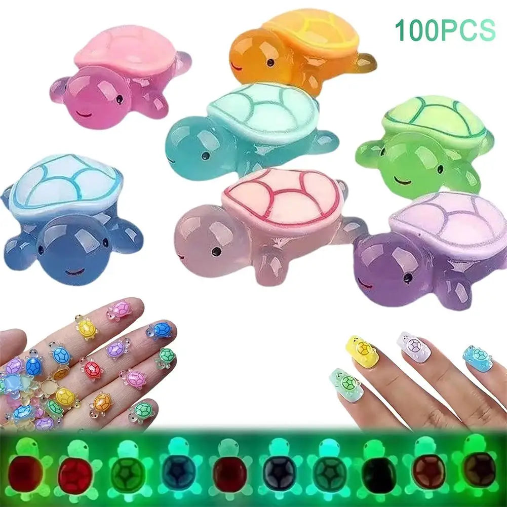 1PC Night Glow Large Turtle+100pcs Mini Luminous Turtles Figurines