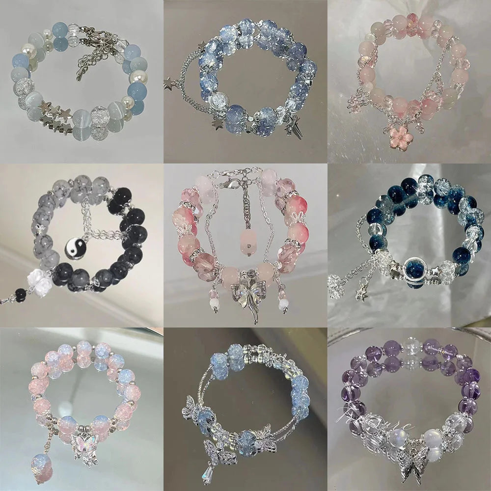 New Simple Beads Crystal Bracelet For Women Girls Korean ins Flower