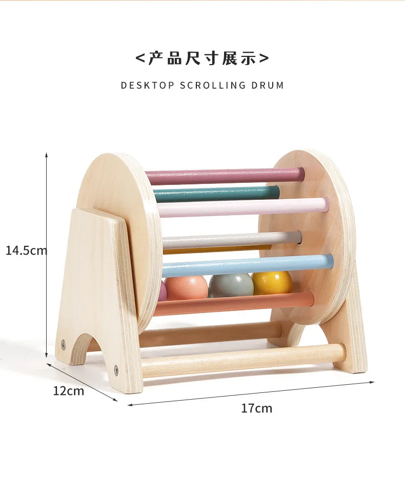 Montessori Wooden Toys Coin Ball Busy Drum Teaching Aid Gifts Color