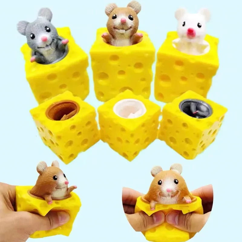 Mouse Squishy Toy Cheese Stress Ball Squishy Rat Squeeze Cheese
