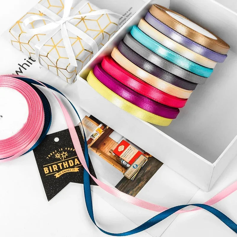 25Yards 6mm Silk Satin Ribbons for Crafts Bow Handmade accessories for