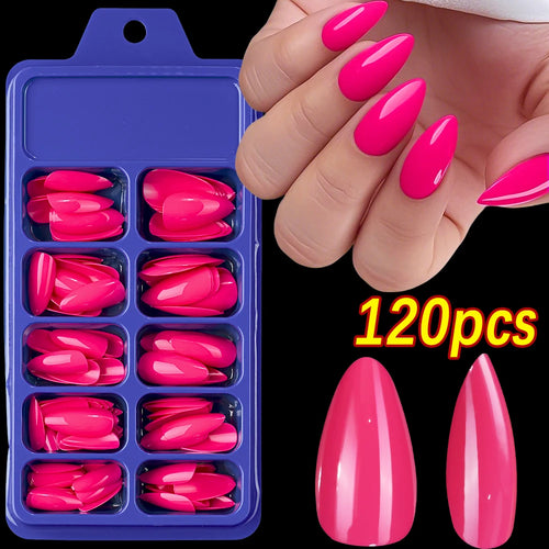 120Pcs Red Short Square Fake Nails Summer Glossy Full Cover Press on