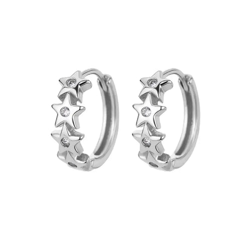 Stainless Steel Star Hoop Earings For Women 2024 Trend New In Luxury