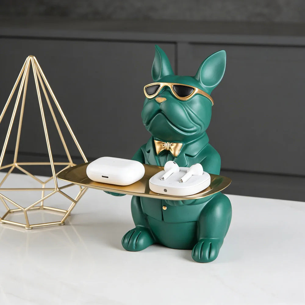 Multi Functional Bulldog Tray Animal Statue Creative Ornament Living