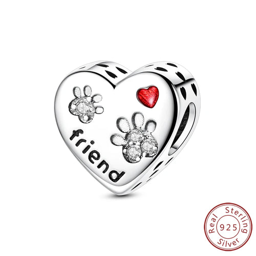 New Love Heart Shaped Charms 925 Sterling Silver Family Love