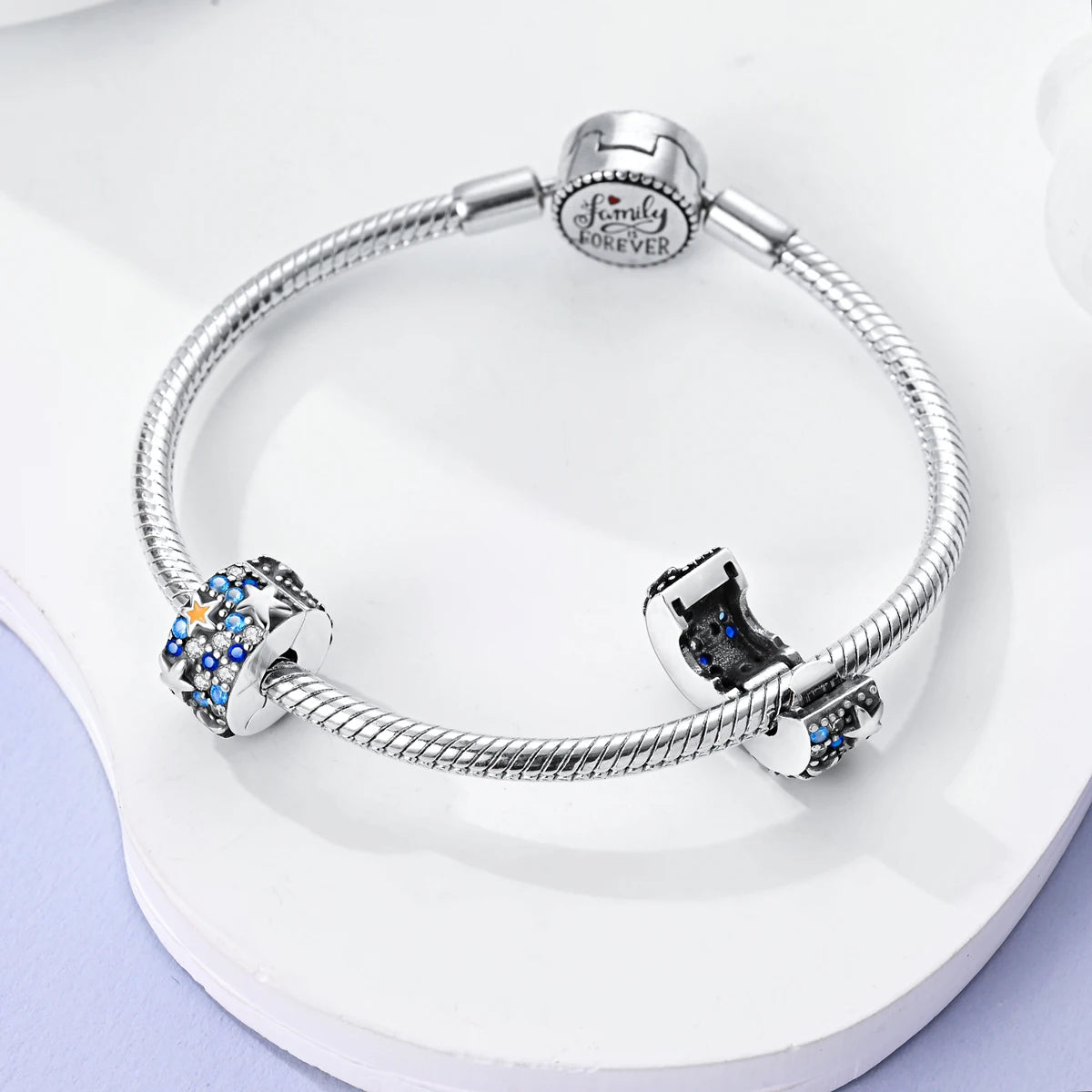 Silver Plated Mystery Star and Moon Charms Beads Fit Original Bangle