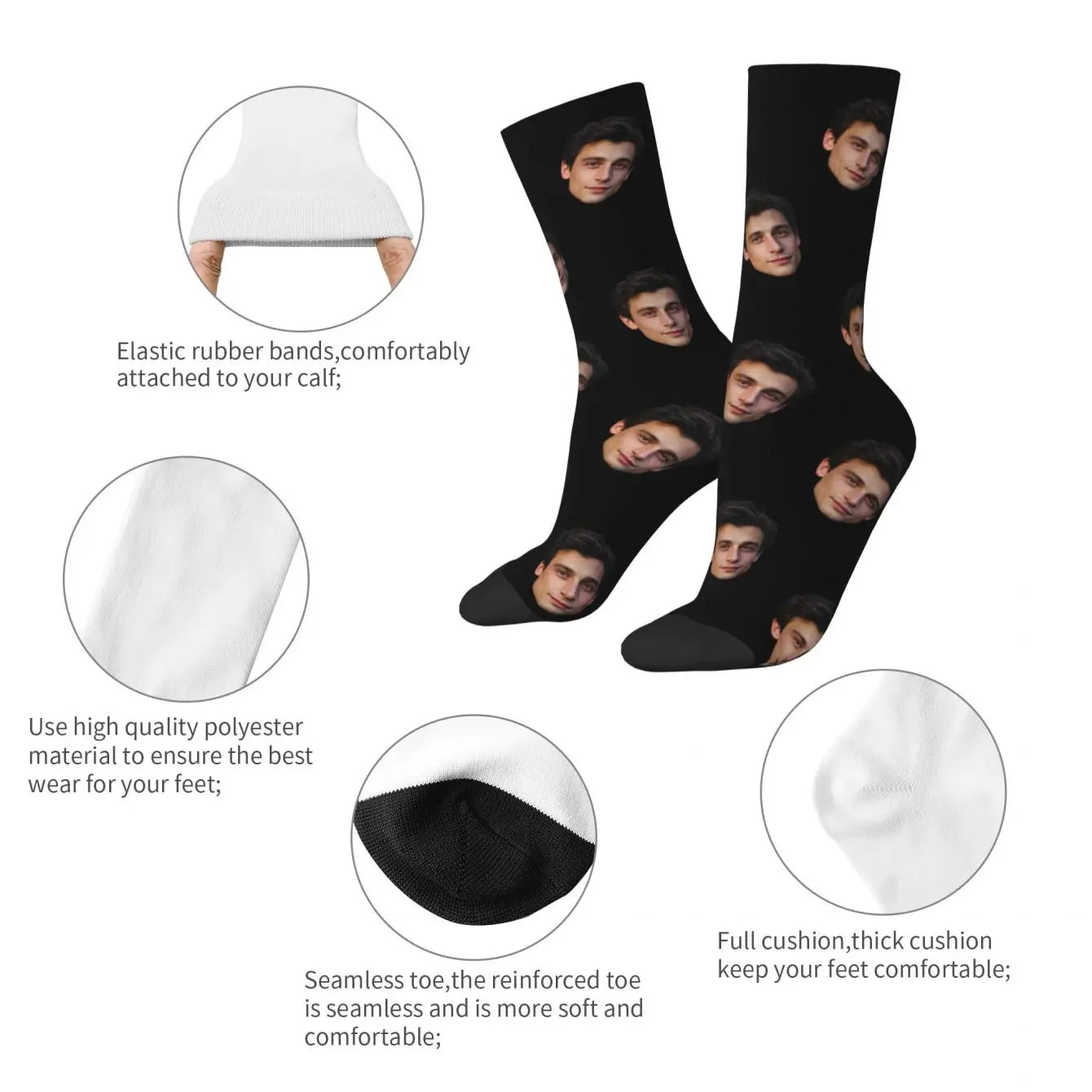 Customized face-shaped socks  Unisex customized socks  Personalized