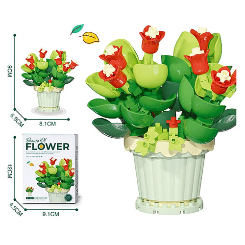 Creative Building Block Bouquet, Eternal Flower Plant Potted Gift,