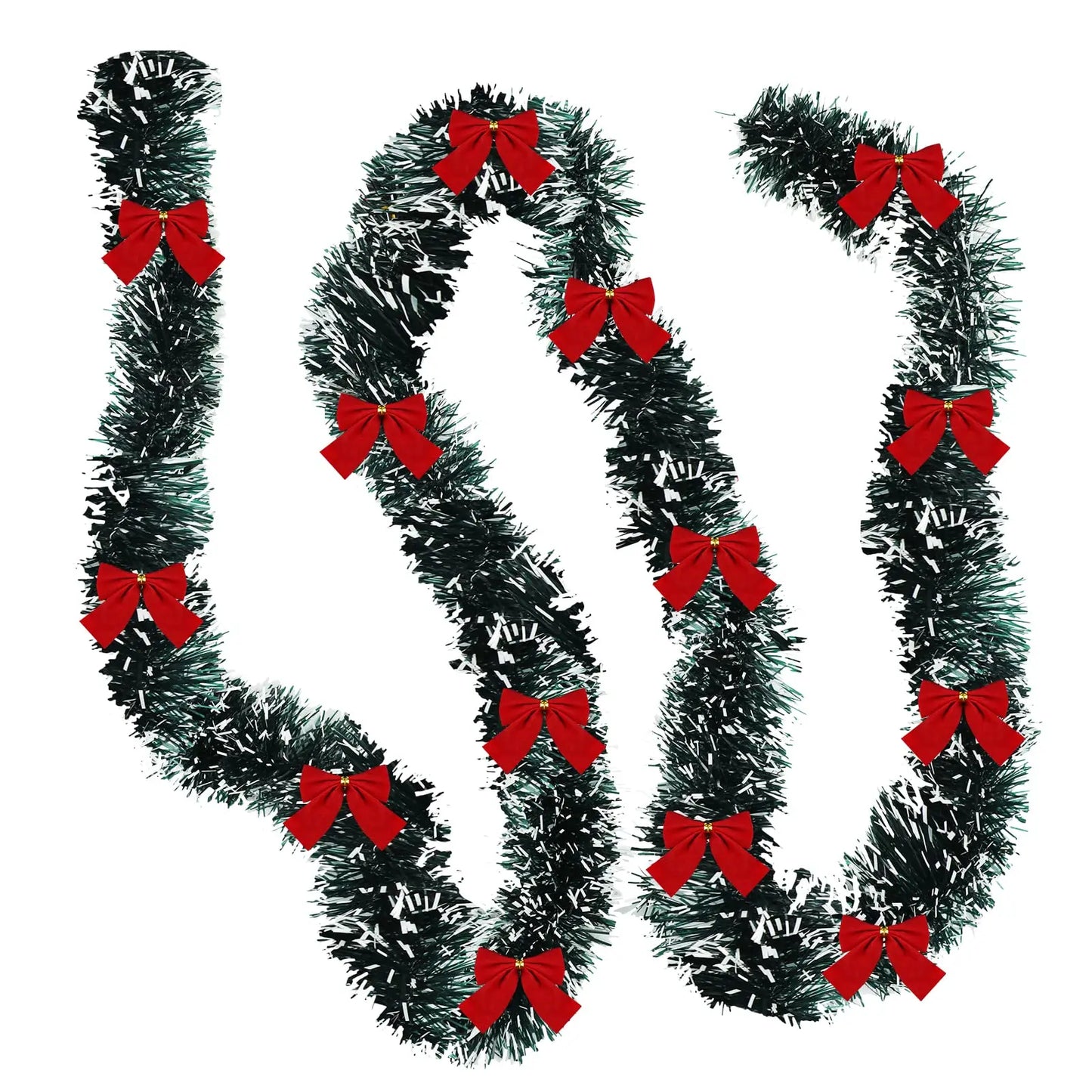 Artificial Christmas Garland Xmas Tinsel Garlands with Bowknot for DIY