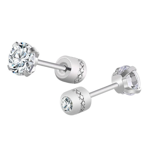 1Pair Stainless Steel Crystals Stud Earrings For Men Women Not Fade