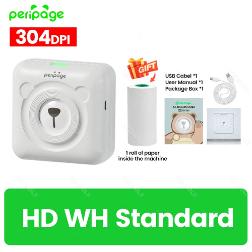300DPI Peripage A6 58mm Mini Bluetooth Notes Label Sticker Printer