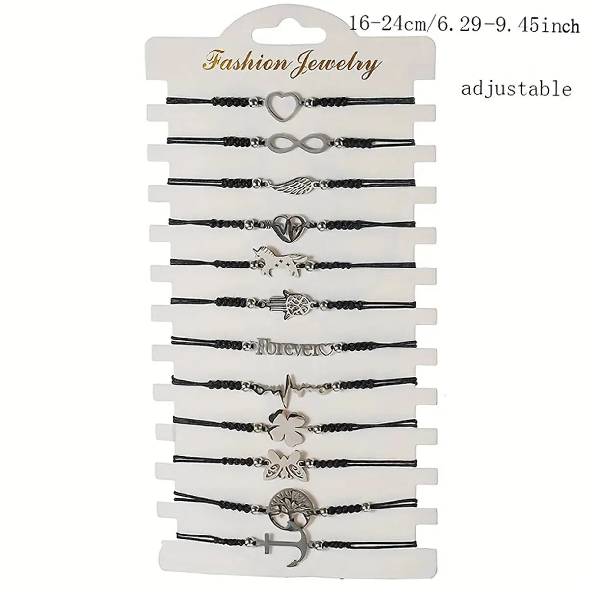 12pcs/set Stylish Stainless Steel Braided Charm Bracelet for Men -