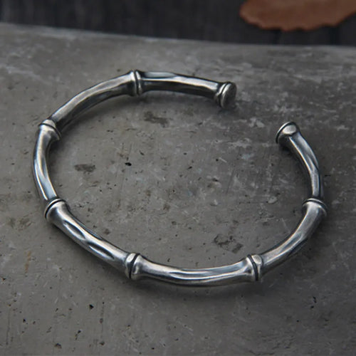 XIYANIKE Vintage Thai Silver Lotus Flower Cuff Bracelet For Women Girl