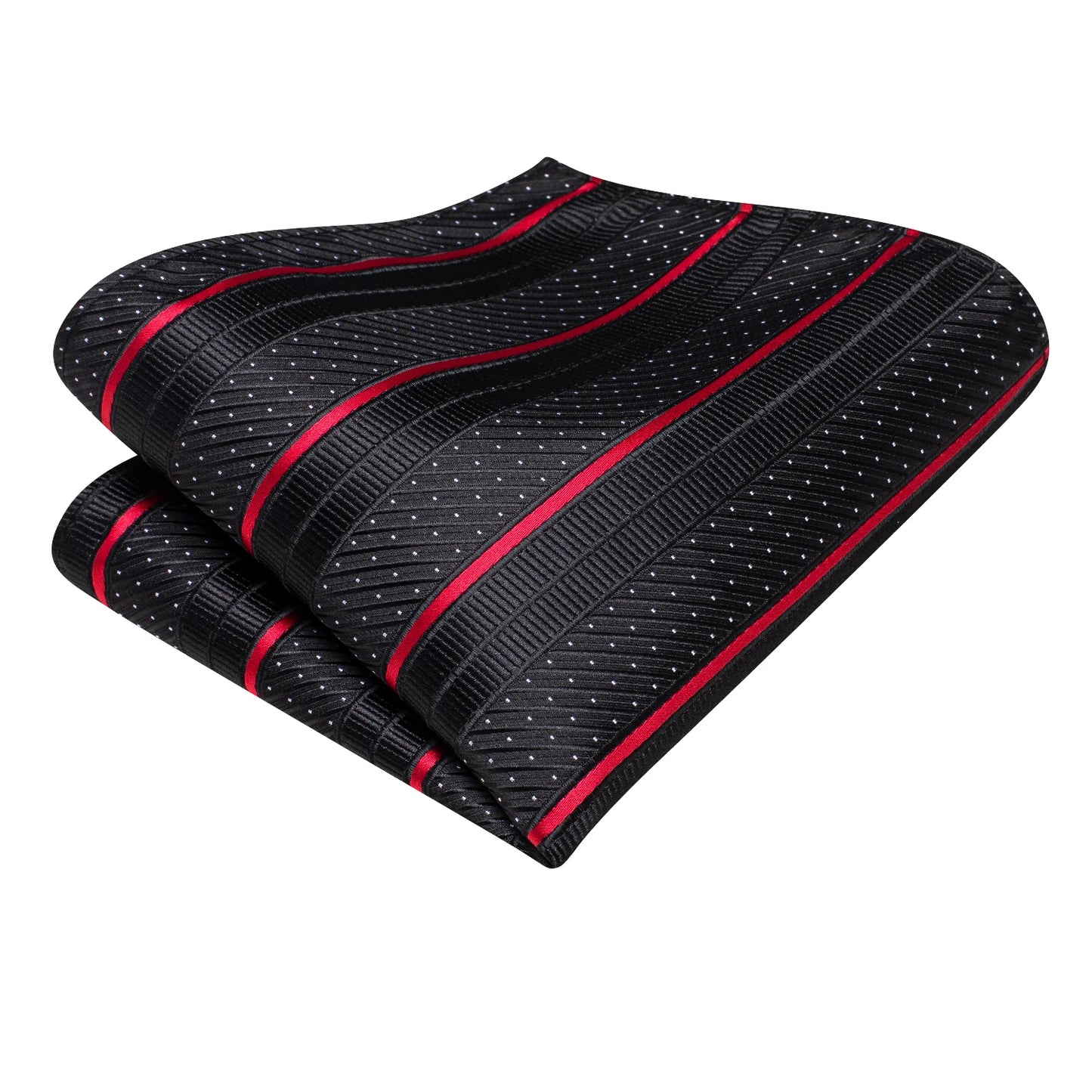 Black Red Striped Silk Wedding Tie For Men Handky Cufflink Gift Men