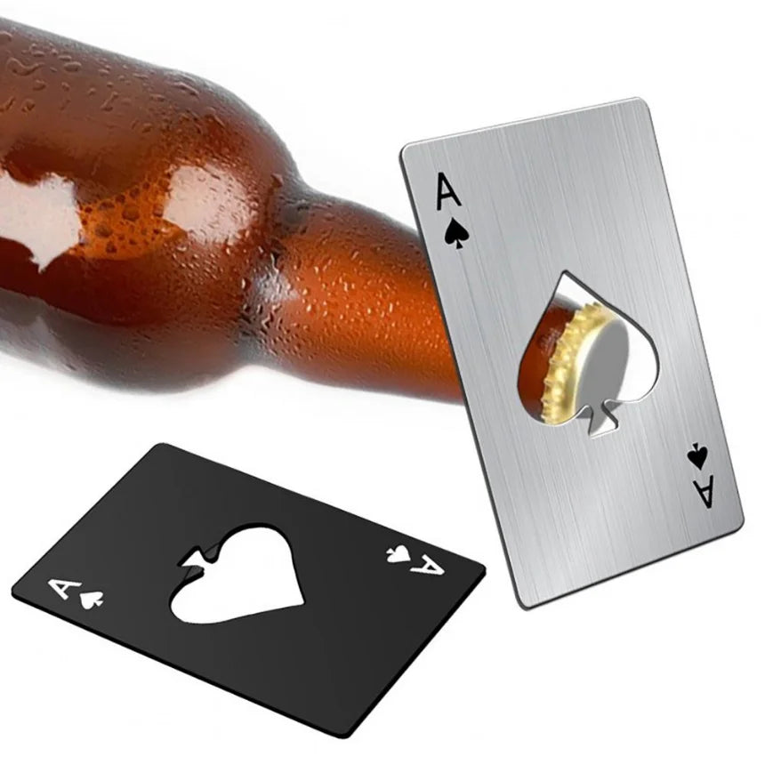 1Pcs Creative Poker Shaped Bottle Can Opener Stainless Steel Credit
