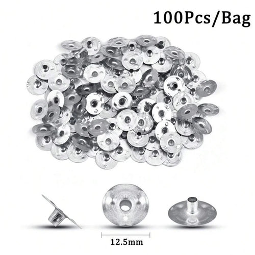 1 Roll Candle Cotton Wicks +100pcs Metal Candle Wick Sustainer Tabs