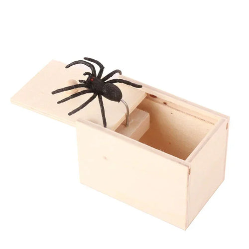 Funny Spider Jump Scare Box - Wooden Prank Toy for Office & Friends -